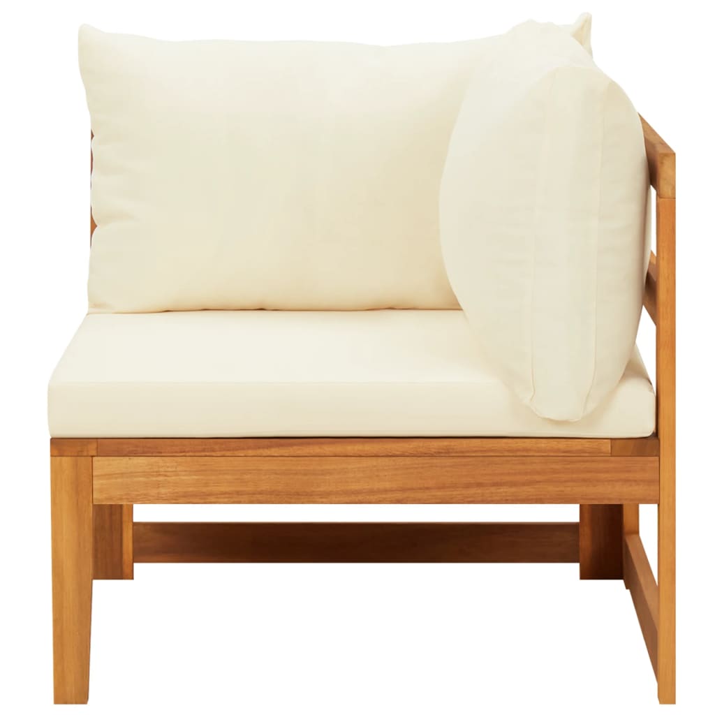 3 Pcs conj. lounge de jardim c/ almofadões branco nata acácia