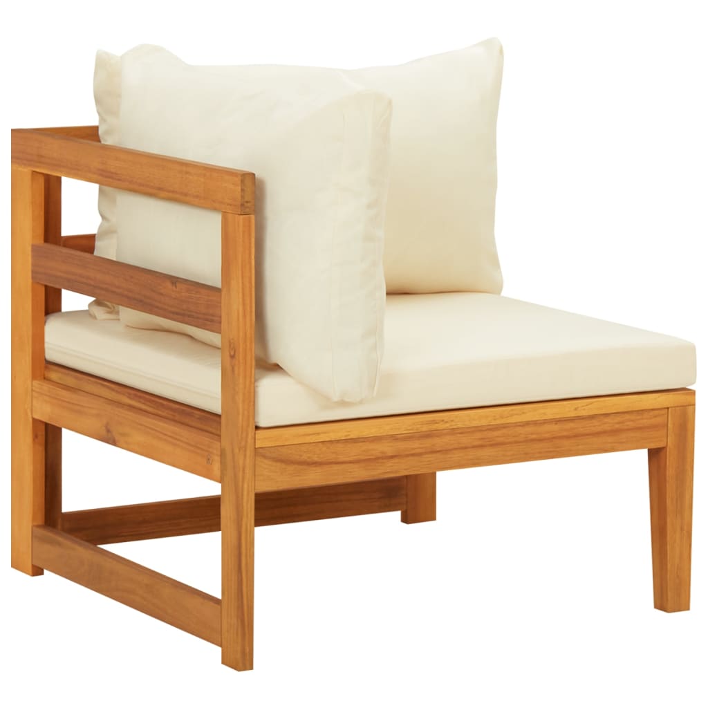 3 Pcs conj. lounge de jardim c/ almofadões branco nata acácia