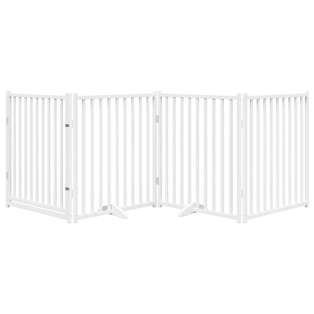 Portão p/ cães com porta dobrável 4 painéis 320 cm abeto branco