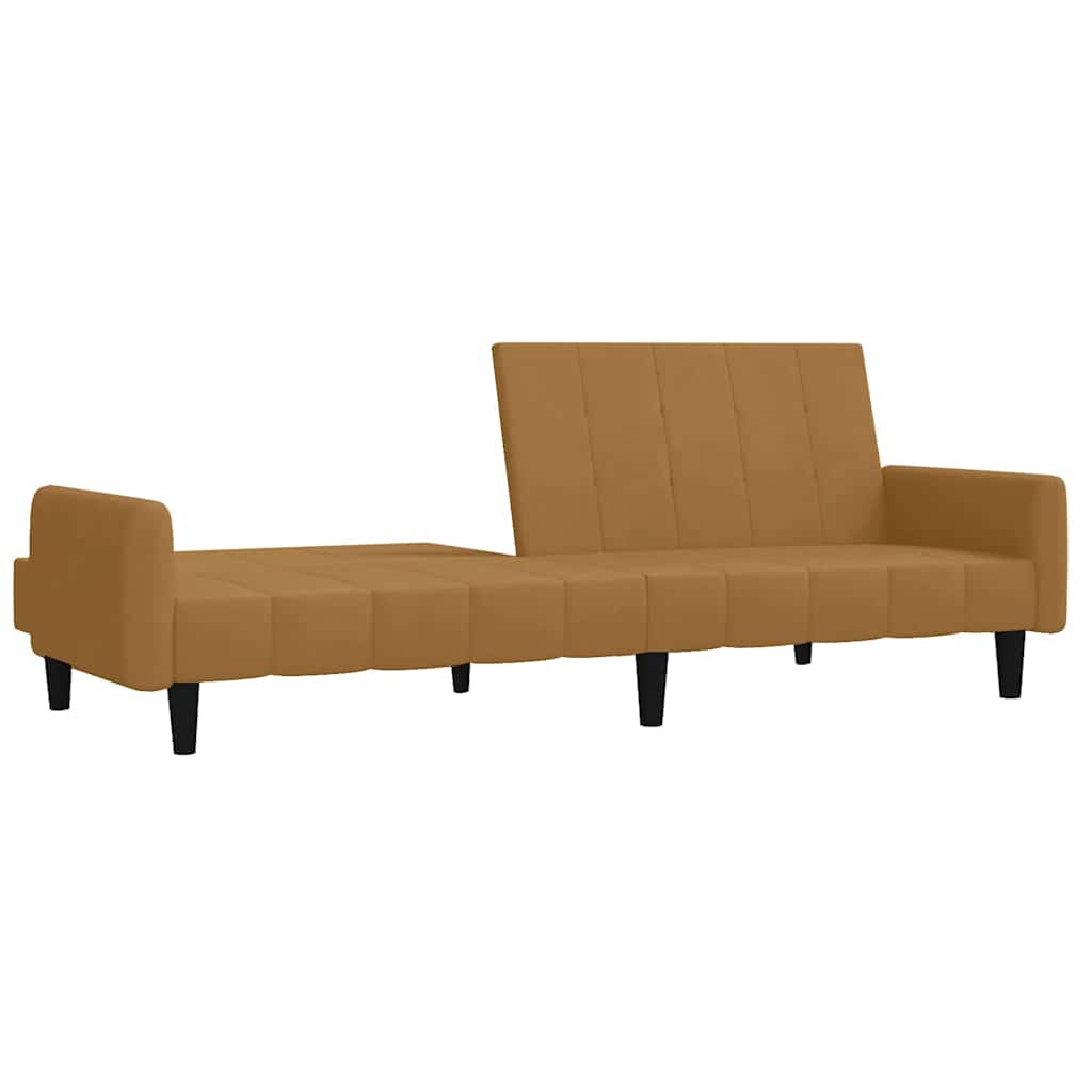 Sofá-cama de 2 lugares veludo castanho
