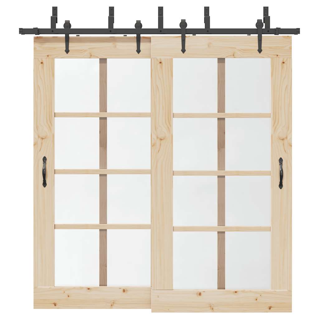 Kit de ferragens para porta deslizante 213,5 cm aço preto