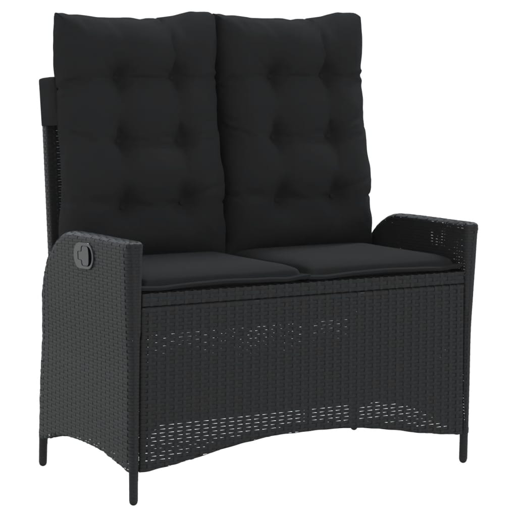 4 Pcs conjunto de jardim p/ jardim c/ almofadões vime PE preto