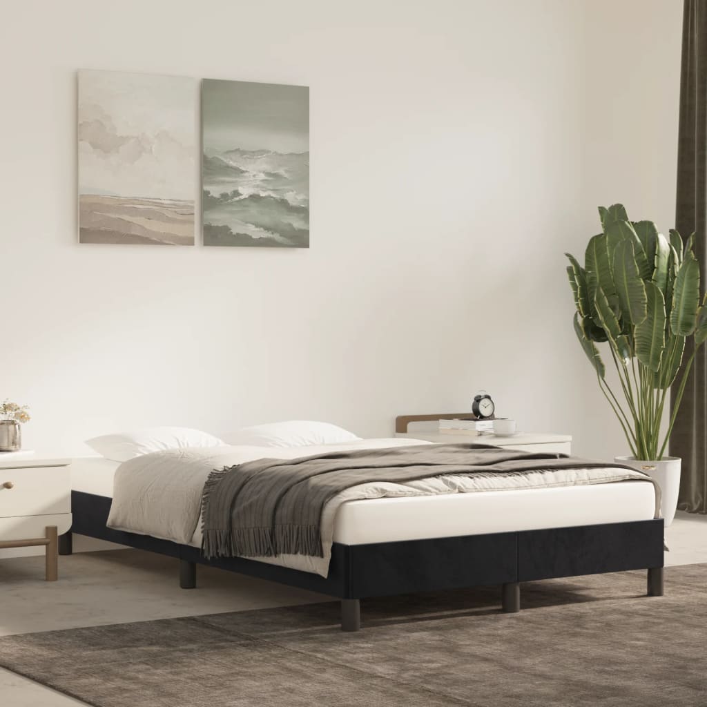 Estrutura de cama sem colchão 120x190 cm veludo preto