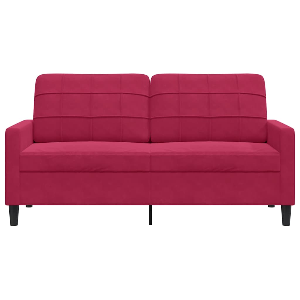 Sofá de 2 lugares veludo 140 cm vermelho tinto