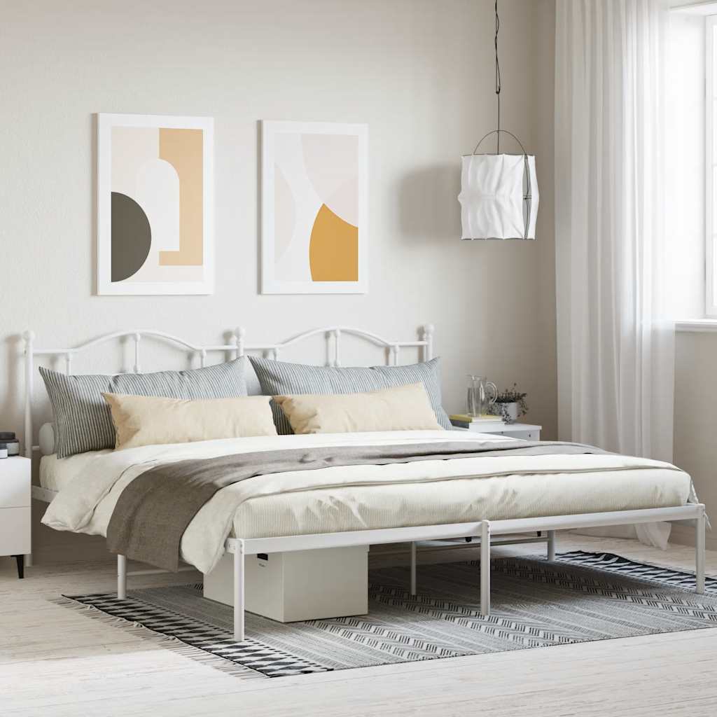 Estrutura de cama com cabeceira 200x200 cm metal branco
