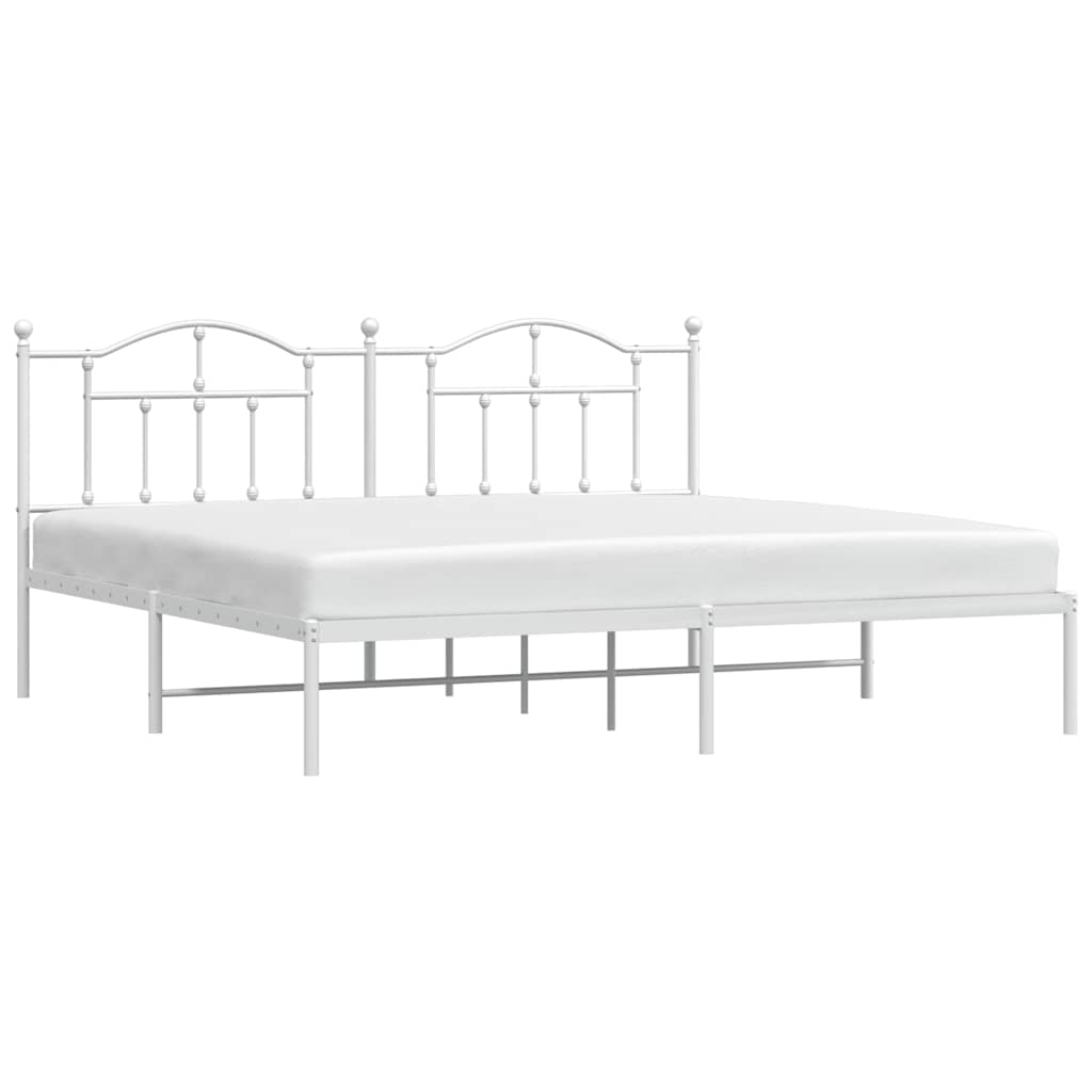 Estrutura de cama com cabeceira 200x200 cm metal branco