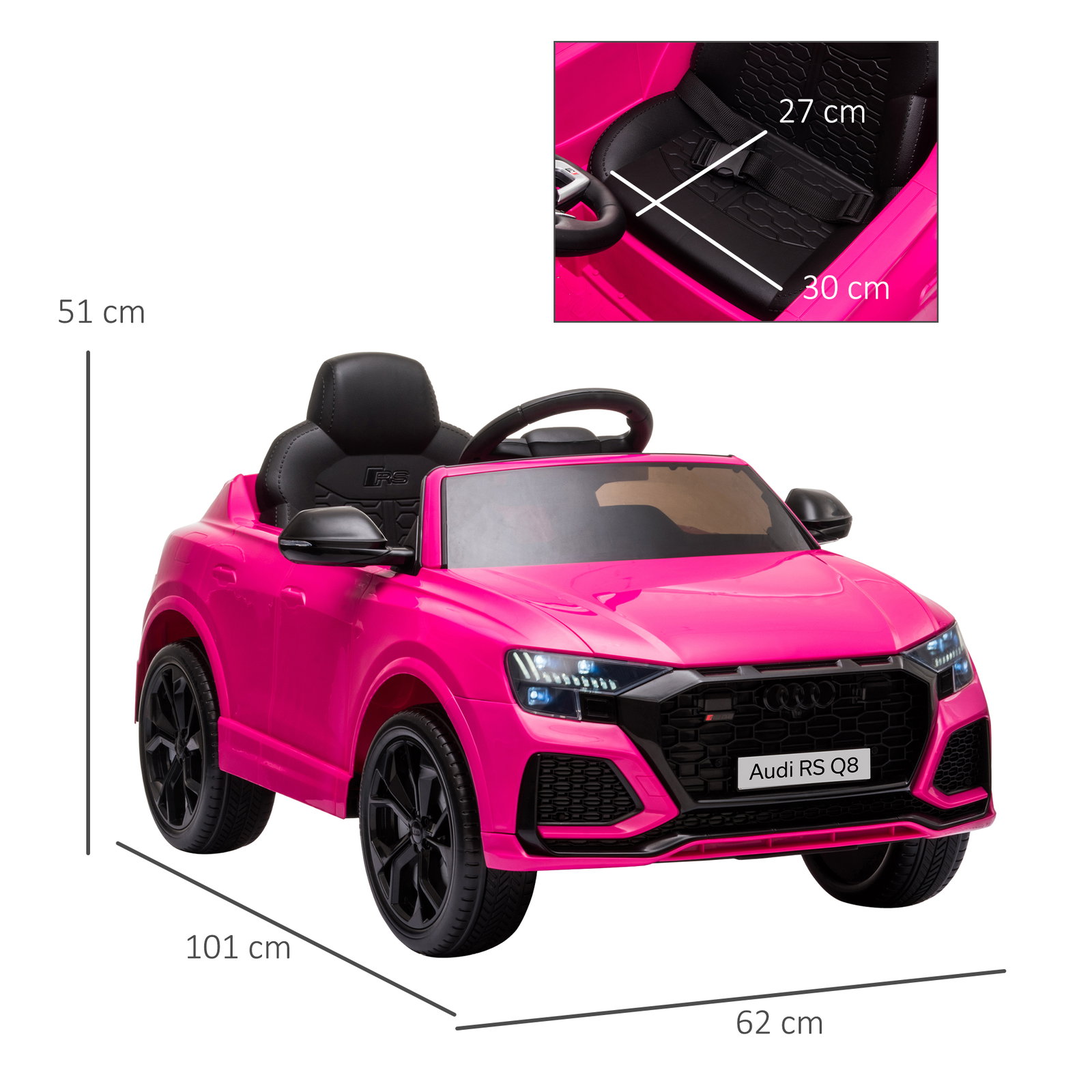Carro Elétrico Infantil para 3-5 anos Licença Audi RS Q8 com Bateria 6V Controle a Distância Música MP3 Buzina e Luzes Velocidad