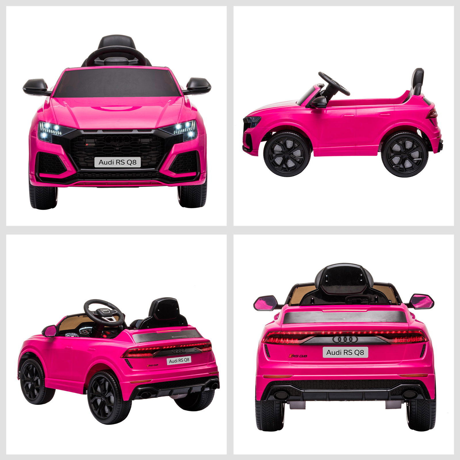 Carro Elétrico Infantil para 3-5 anos Licença Audi RS Q8 com Bateria 6V Controle a Distância Música MP3 Buzina e Luzes Velocidad