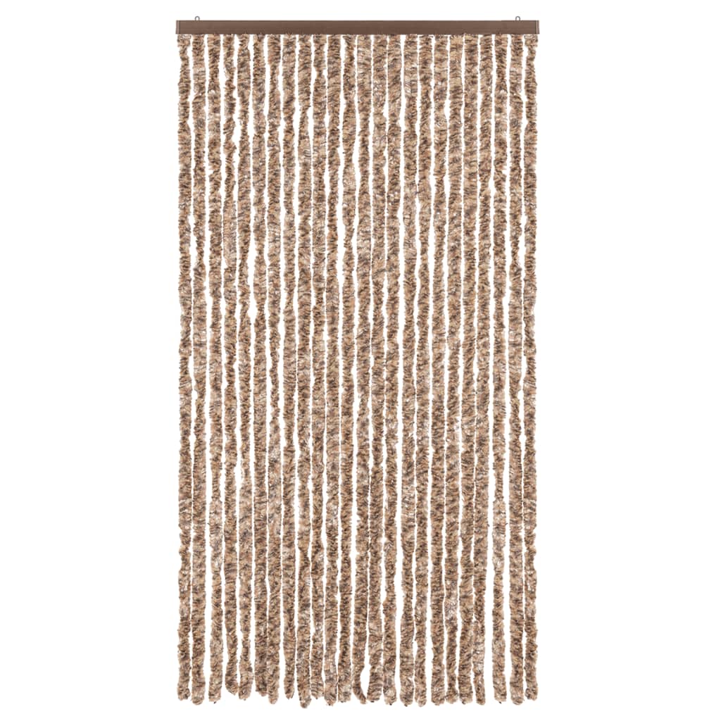 Cortina anti-insetos 100x200 cm chenille bege e castanho-escuro