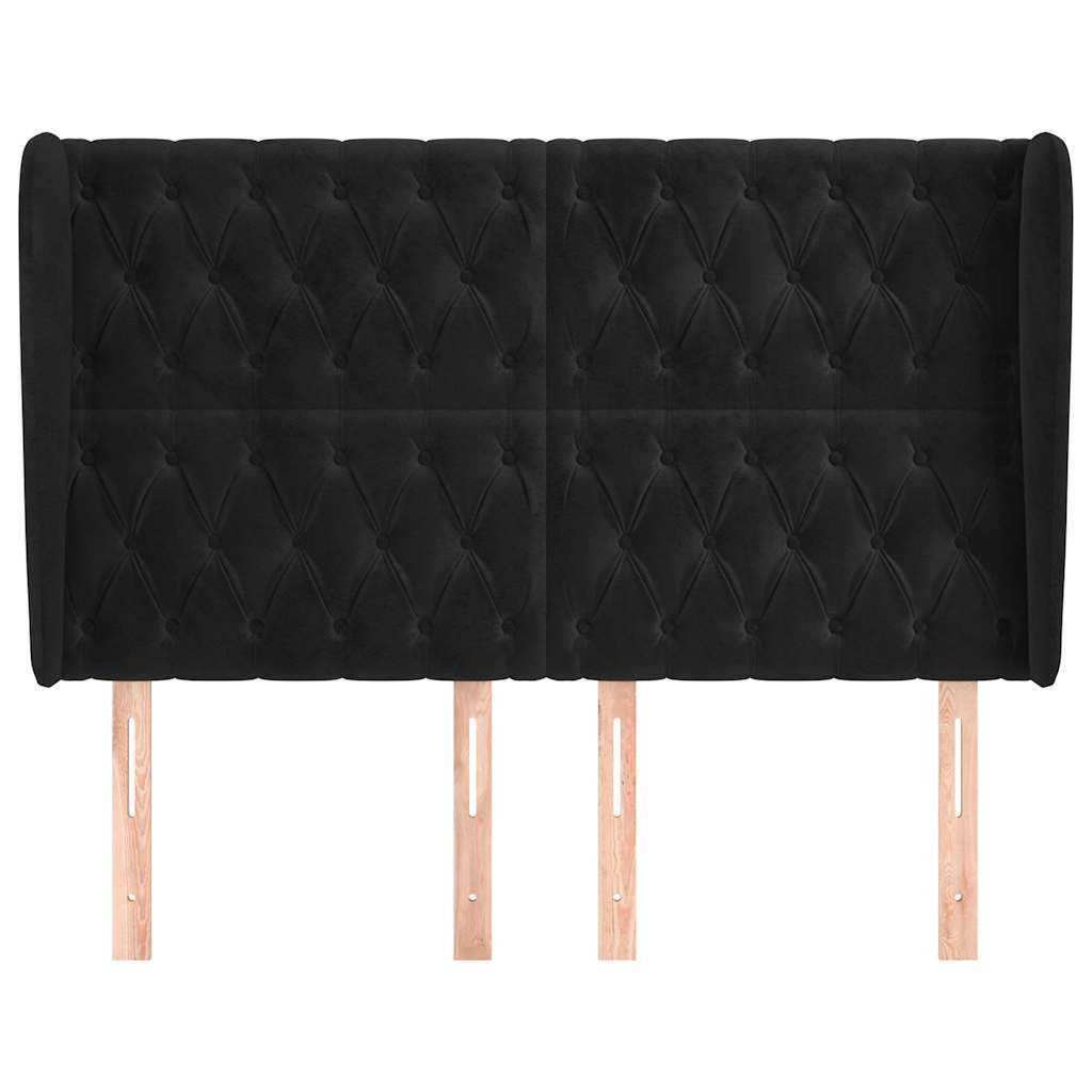 Cabeceira de cama c/ abas veludo 147x23x118/128 cm preto