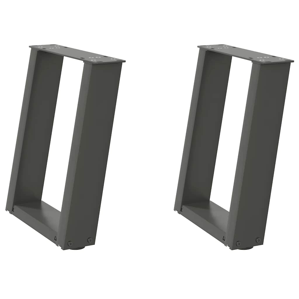 Pés para mesa de centro em formato de u, 2 peças, antracite, 28x(42-43) cm, aço