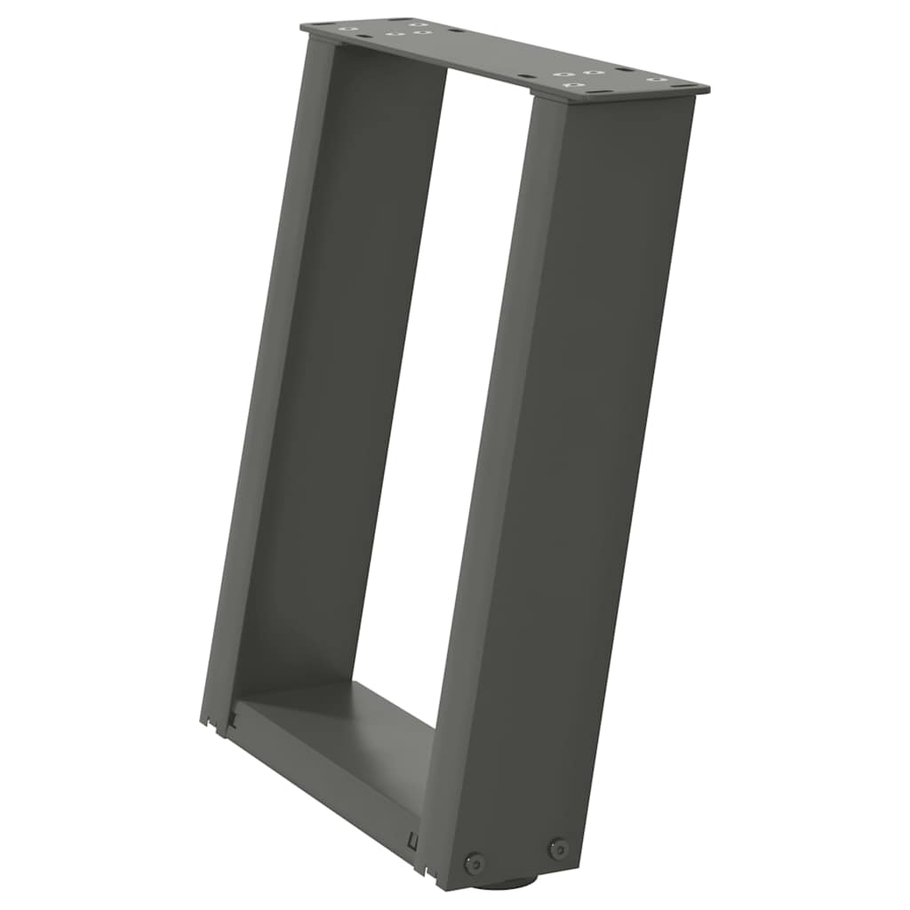 Pés para mesa de centro em formato de u, 2 peças, antracite, 28x(42-43) cm, aço