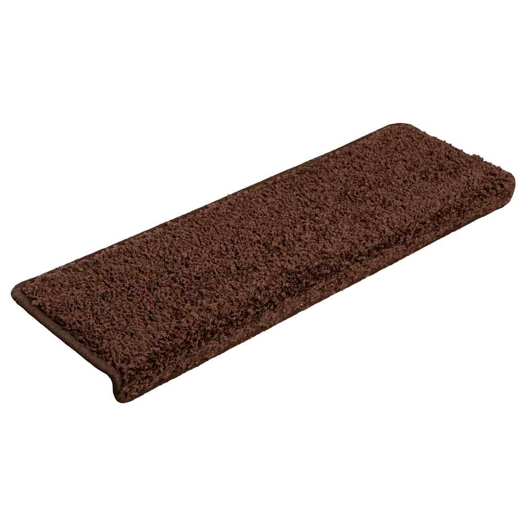 Tapetes de escada 20 peças 65x21x4 cm marrom com borda retangular