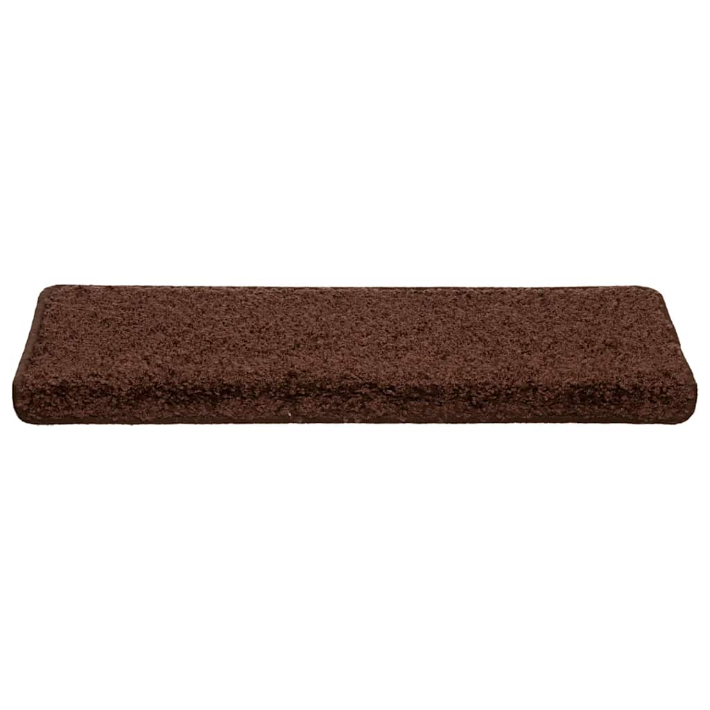 Tapetes de escada 20 peças 65x21x4 cm marrom com borda retangular