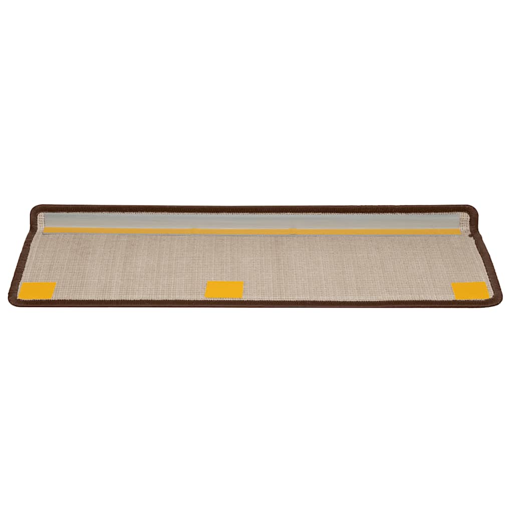 Tapetes de escada 20 peças 65x21x4 cm marrom com borda retangular