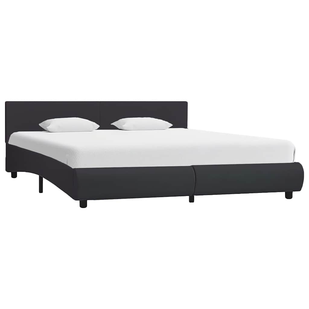 Estrutura de cama com LED 160x200 cm couro artificial preto