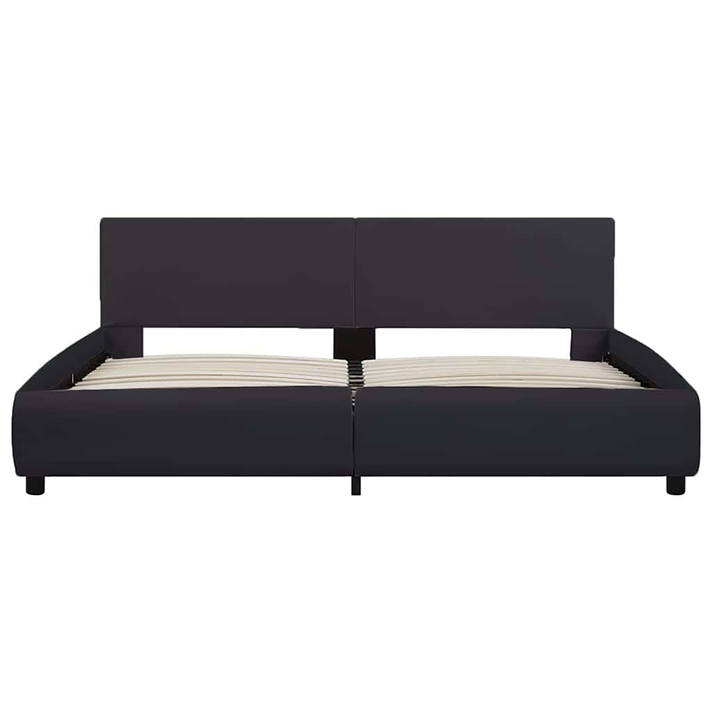 Estrutura de cama com LED 160x200 cm couro artificial preto