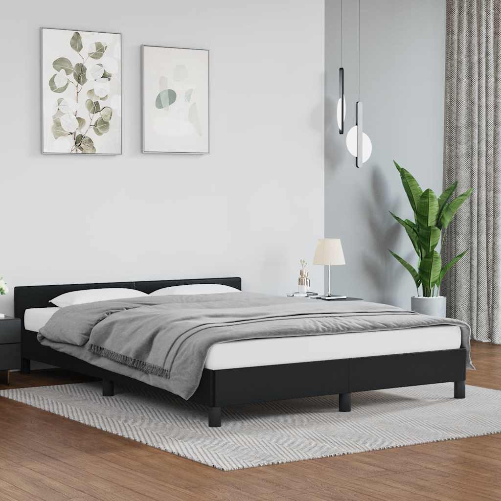 Estrutura cama c/ cabeceira sem colchão 140x190 cm preto