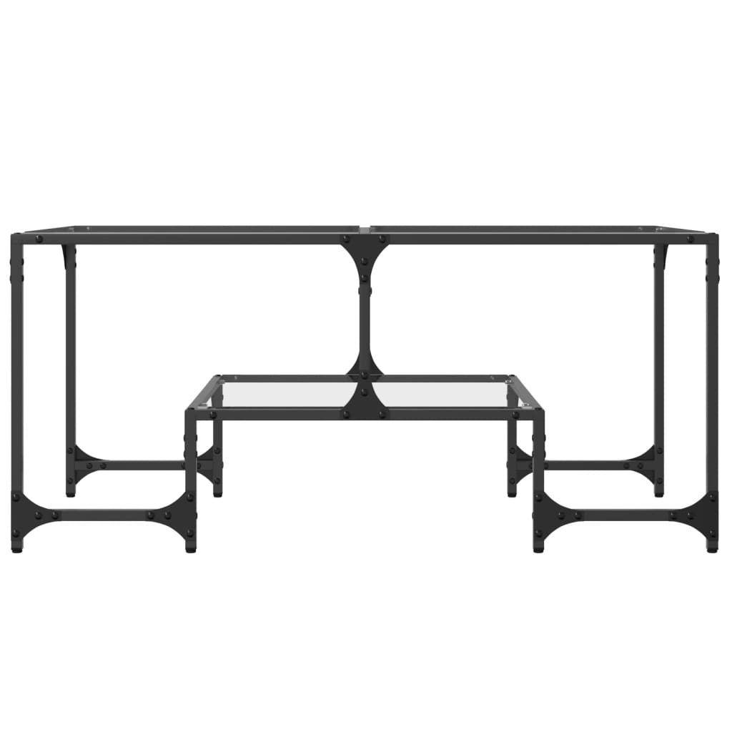 Mesa de centro c/ topo em vidro transparente 98,5x50x45 cm aço