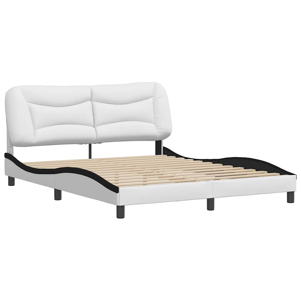 Estrutura de cama sem colchão hvar 160x200 couro artif. branco/preto