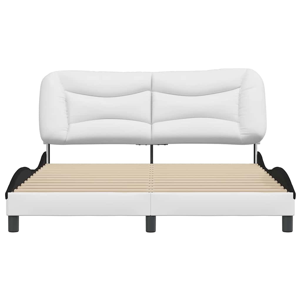 Estrutura de cama sem colchão hvar 160x200 couro artif. branco/preto