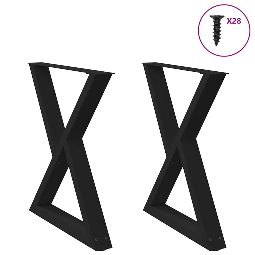 Pés para mesa de jantar 2 peças preto 70x(72-73,3) cm aço