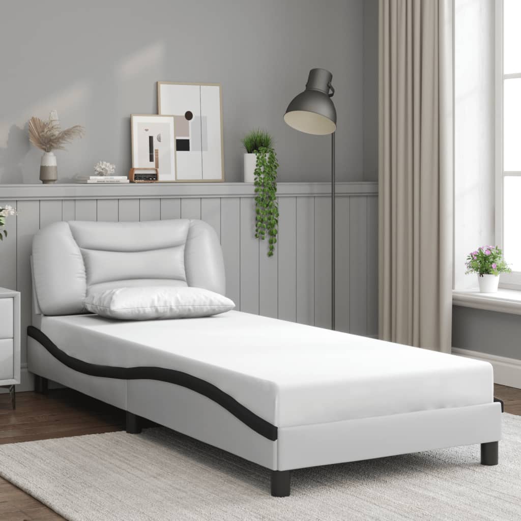 Estrutura de cama com LED sem colchão hvar 80x200 cm branco/preto