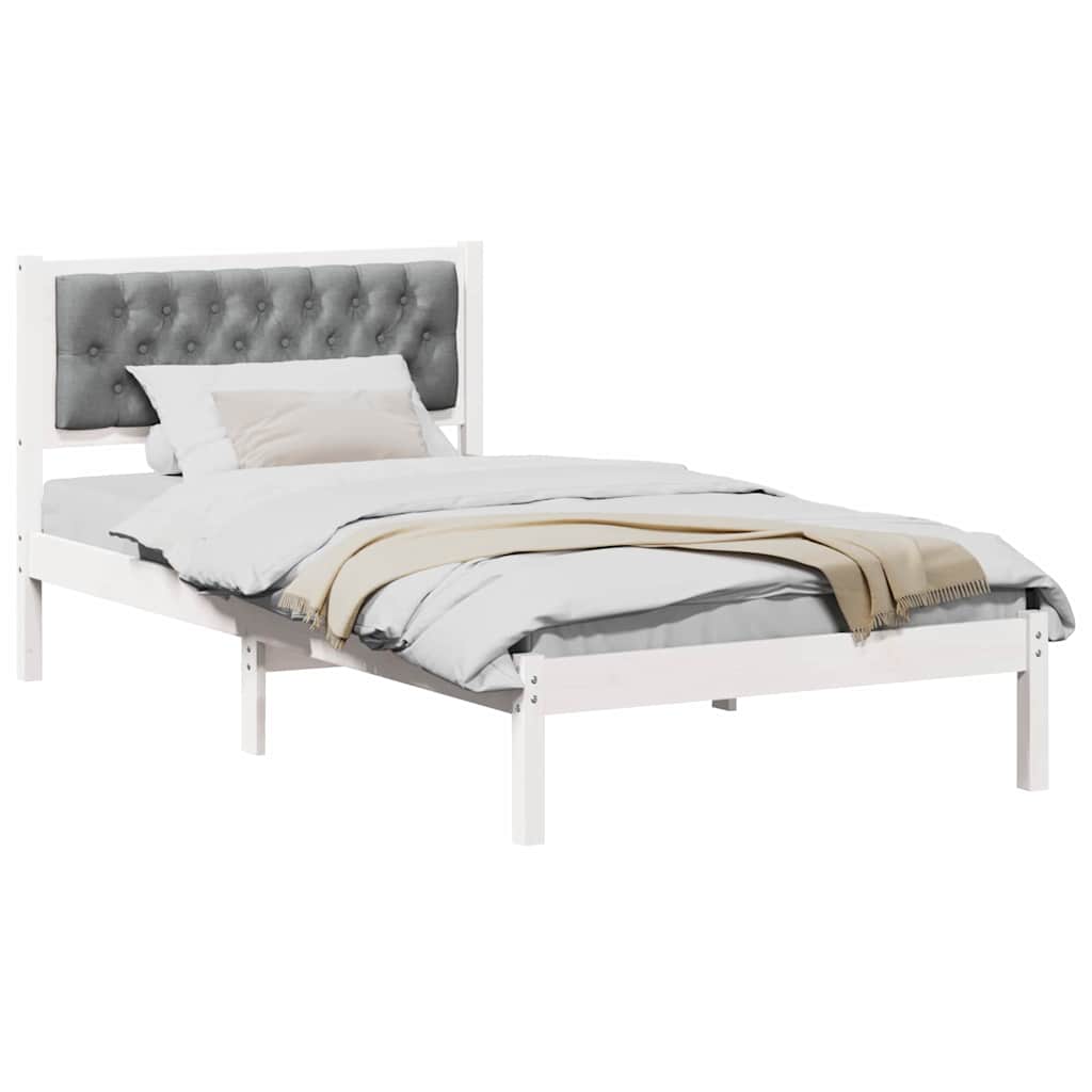 Estrutura da cama com cabeceira cinzento-claro 100 x 200 cm