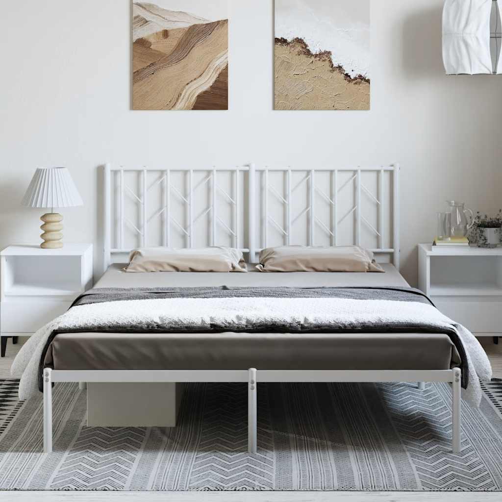 Estrutura de cama com cabeceira 193x203 cm metal branco