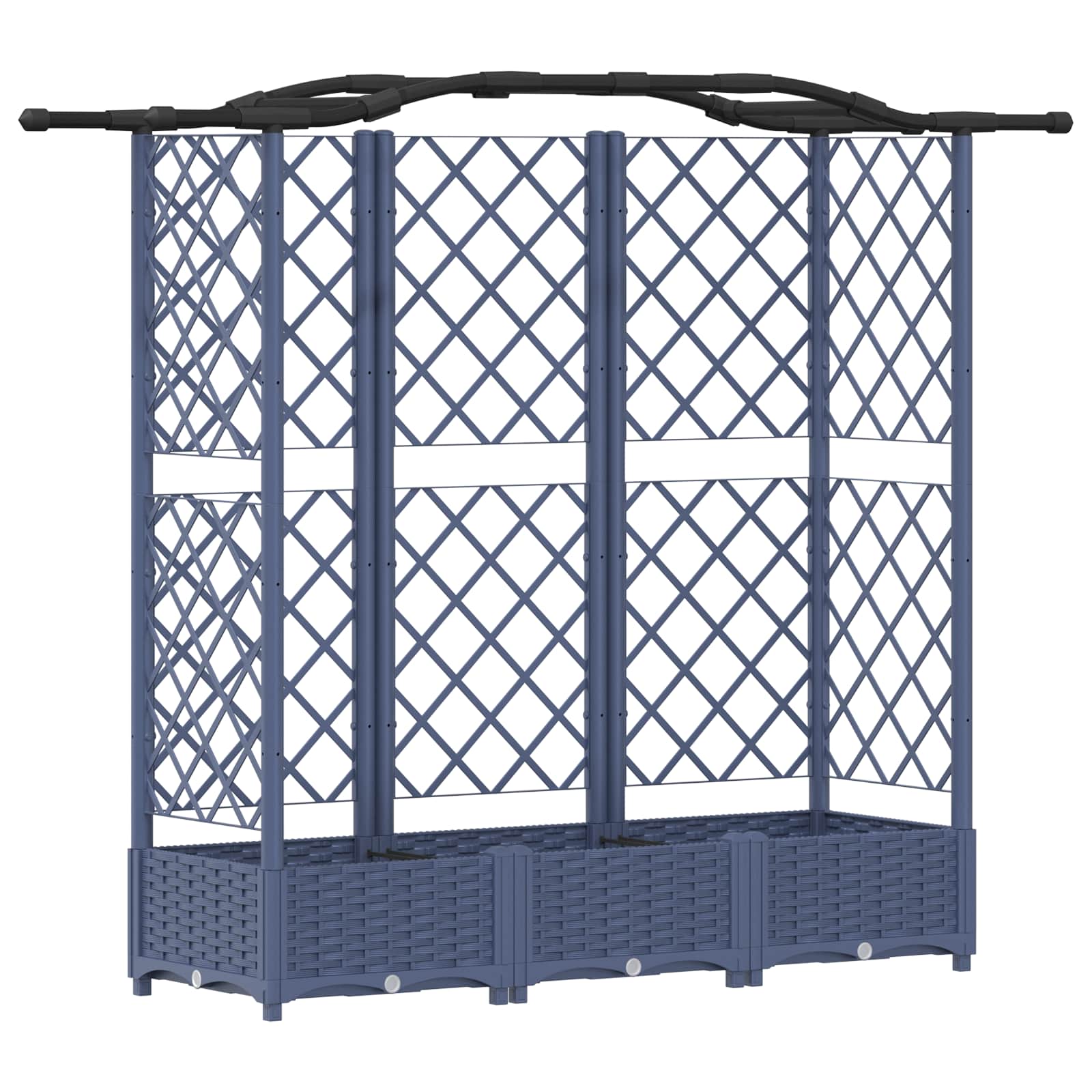 Cama elevada com treliça e telhado cinzento 163 x 40 x 123 cm