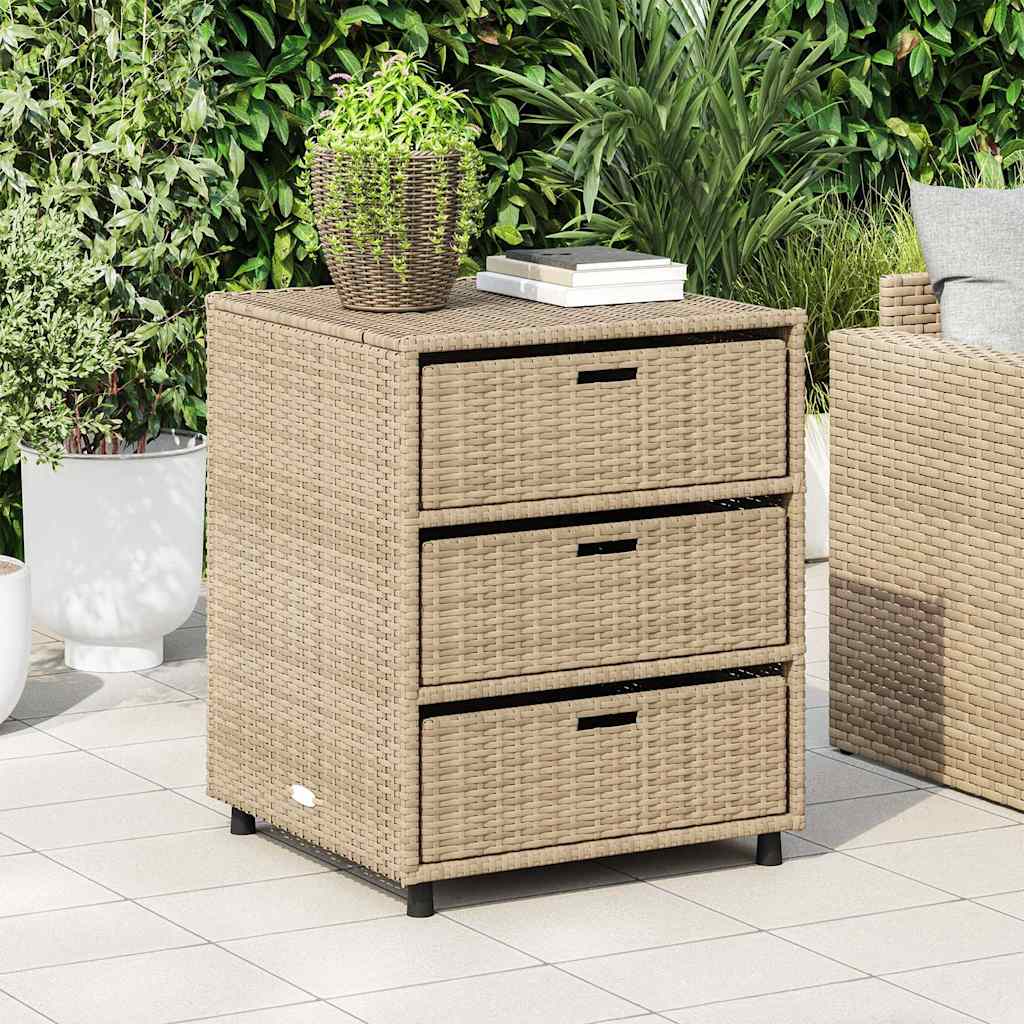 Armário de arrumação para jardim 55x59x69 cm vime PE bege