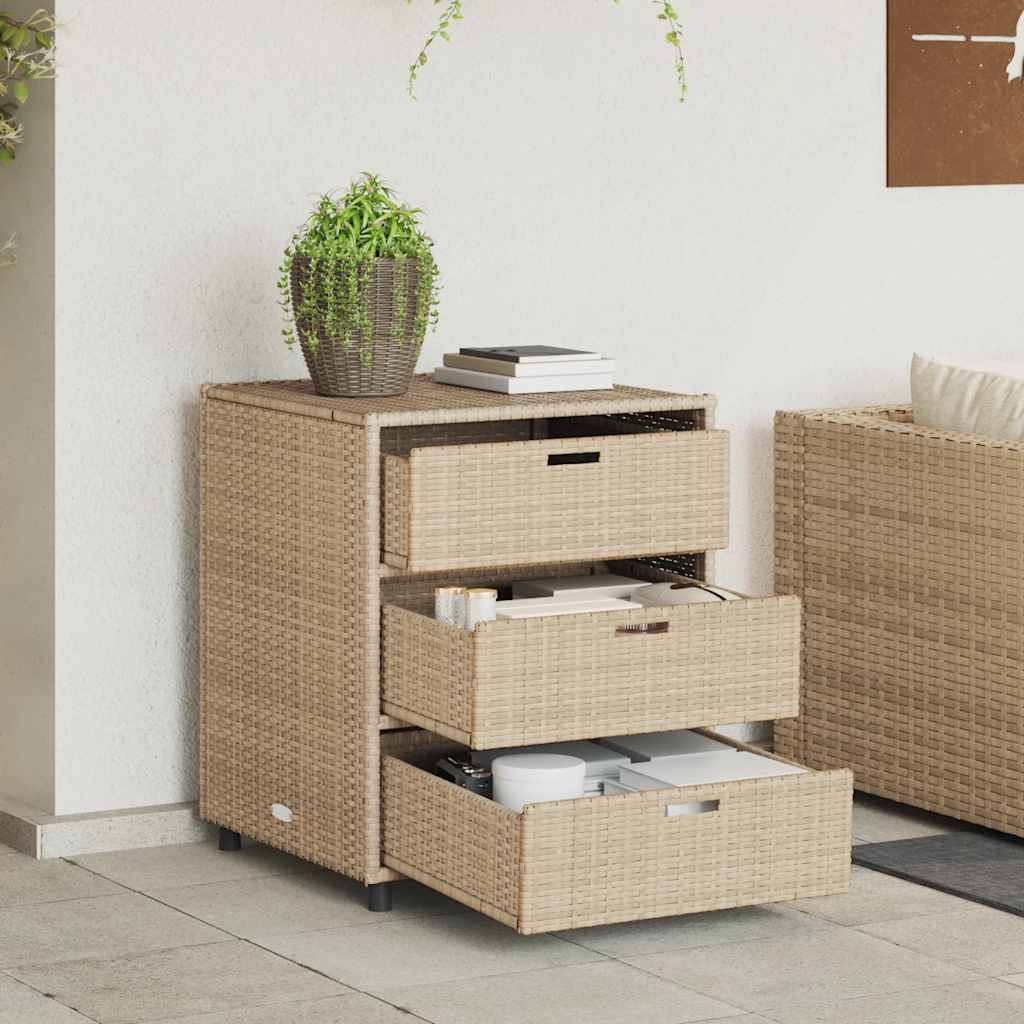 Armário de arrumação para jardim 55x59x69 cm vime PE bege