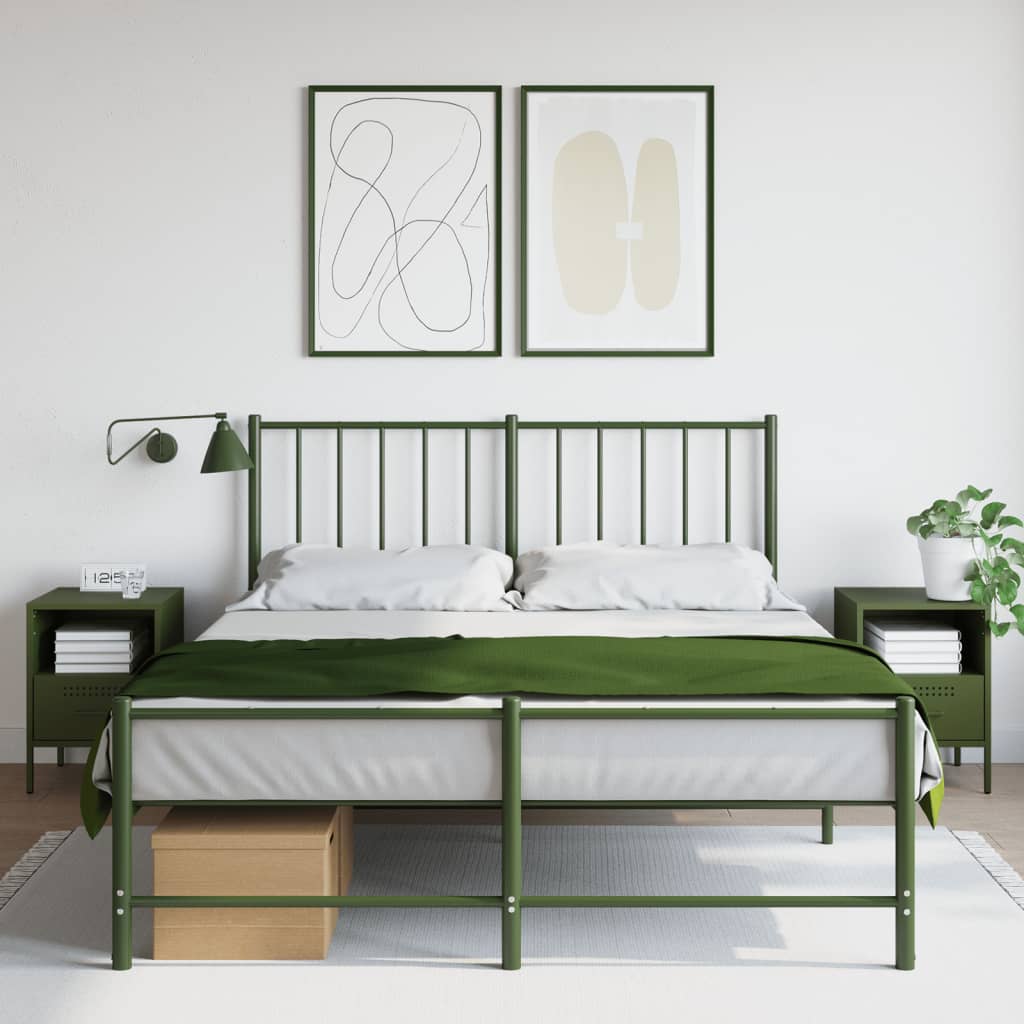 Mesas de cabeceira 2 pcs 36x39x50,5 cm aço verde azeitona
