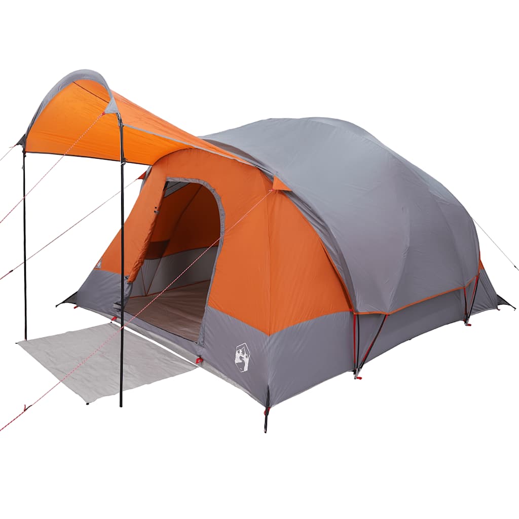 Tenda familiar túnel p/ 8 pessoas impermeável cinza/laranja