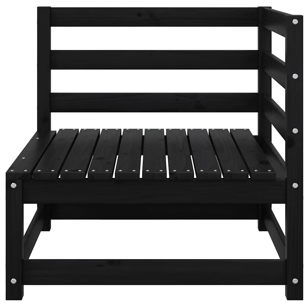 Sofá de jardim 2 lugares com almofadões pinho maciço preto