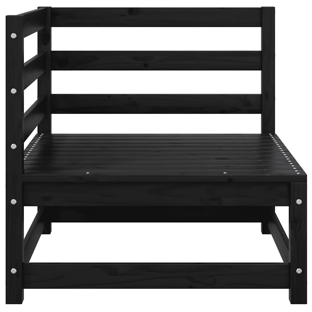 Sofá de jardim 2 lugares com almofadões pinho maciço preto
