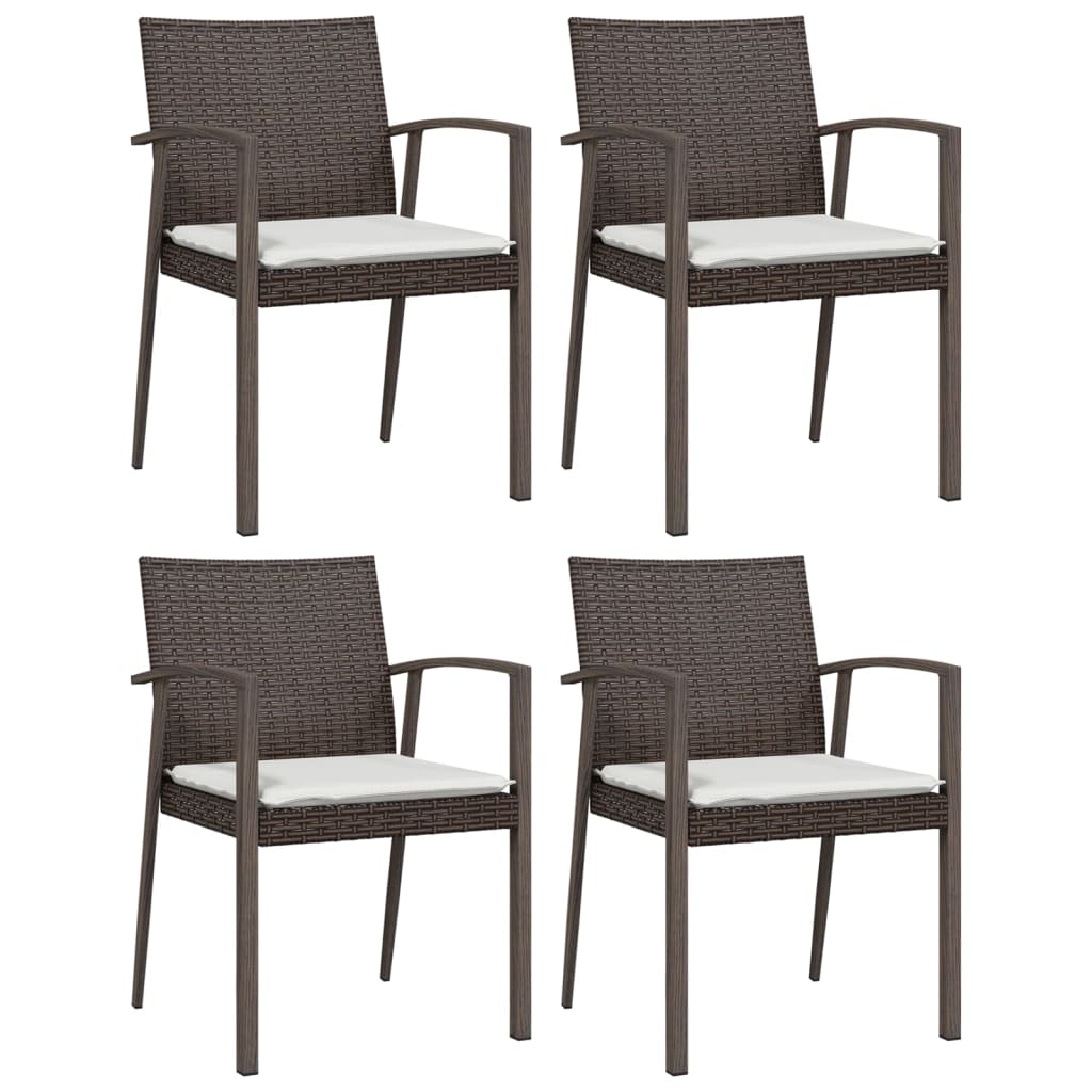 5 Pcs conjunto de jantar p/ jardim c/ almofadões vime PE e aço