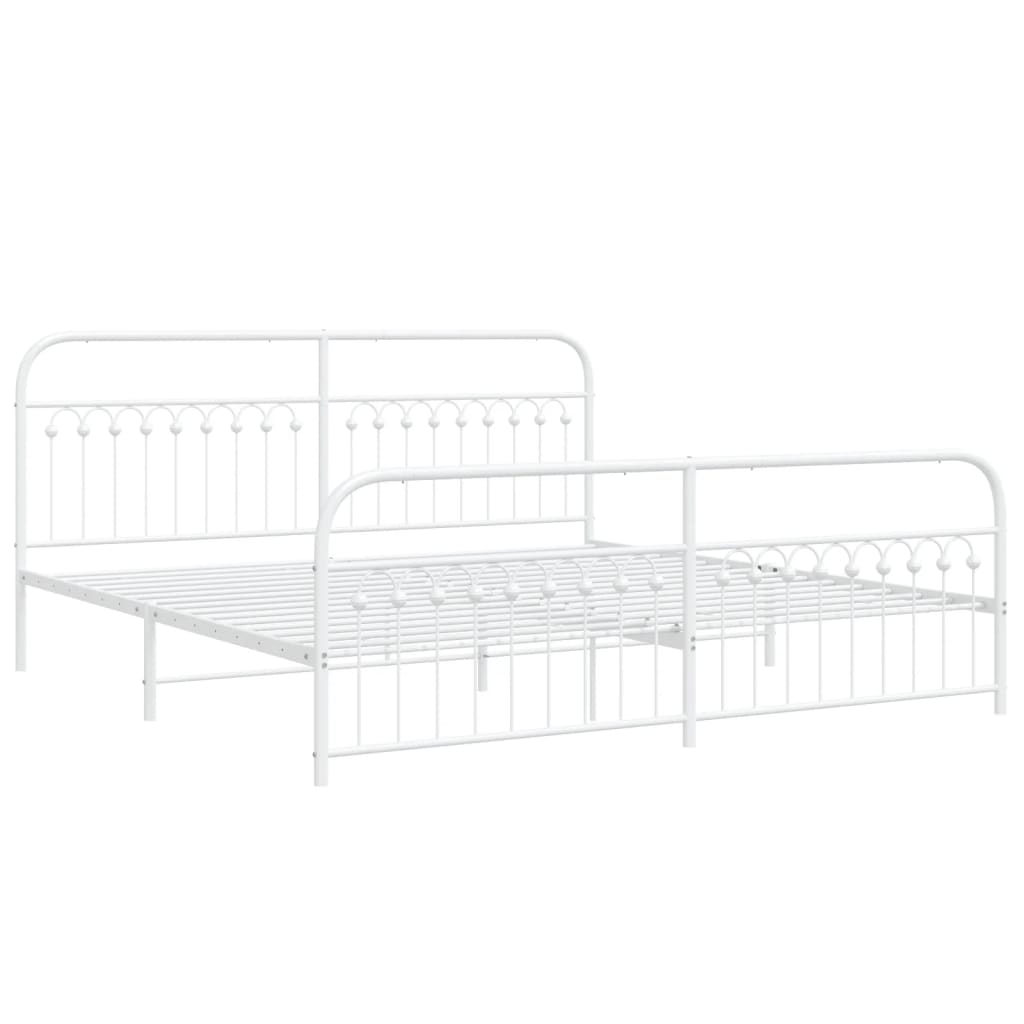 Estrutura de cama com cabeceira e pés 193x203 cm metal branco
