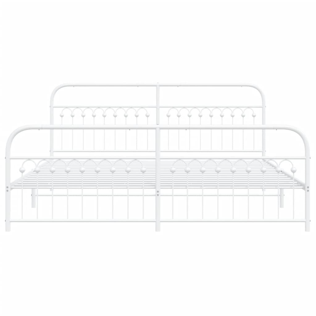 Estrutura de cama com cabeceira e pés 193x203 cm metal branco