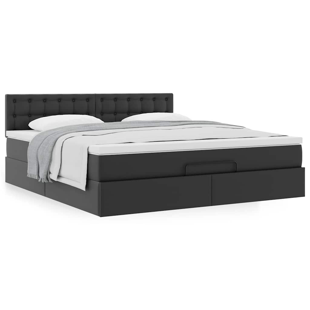 Estrutura de cama otomana com colchão 160x200 cm preta