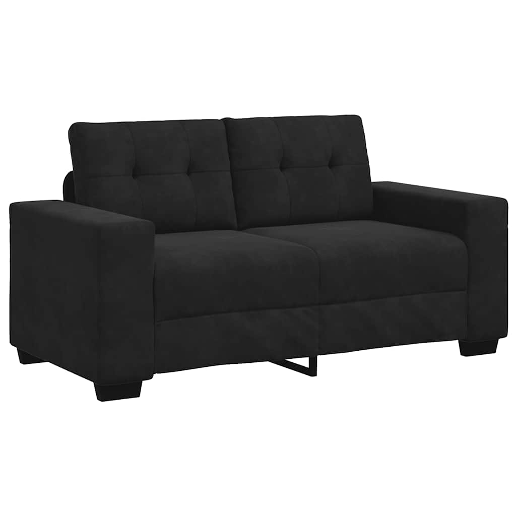 Conjunto de sofá de 2 peças com almofadas em veludo preto