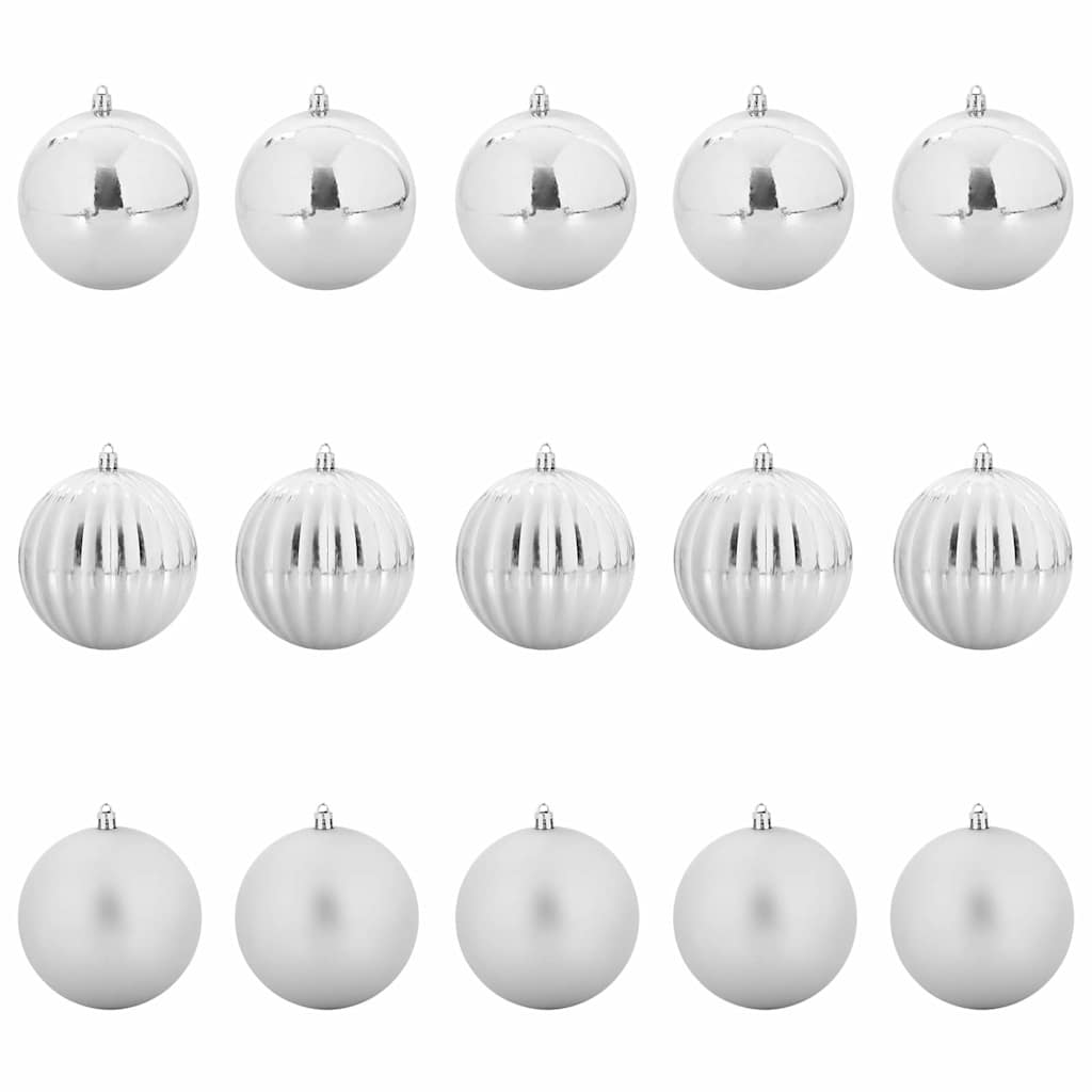 Conjunto de bolas de natal xl 15 unid. prateado ø 10 cm leds