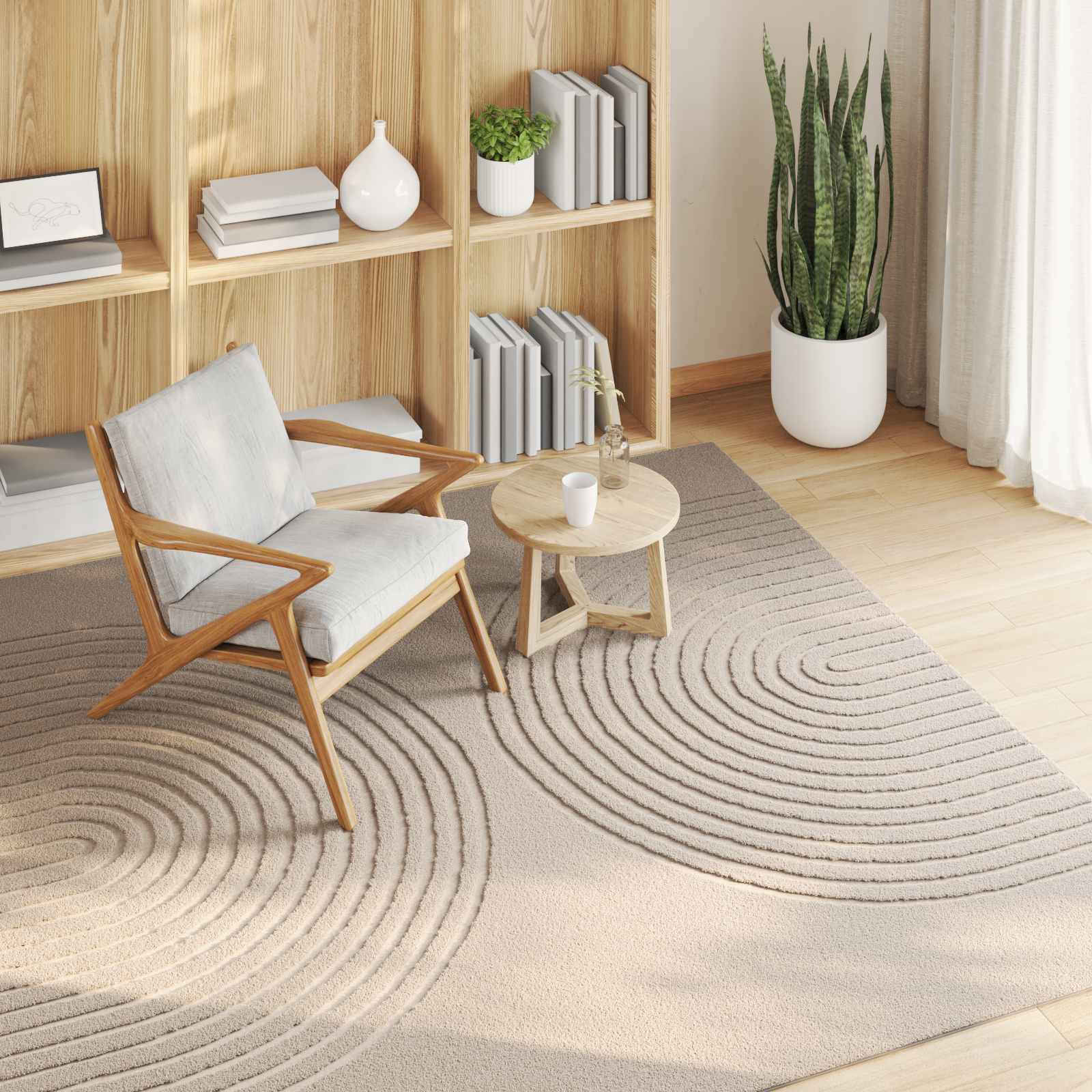 Tapetes de área quadrado galati bege 120 x 120 cm poliéster