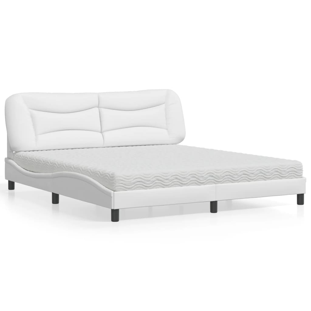 Cama com colchão hvar 180x200 cm couro artificial branco