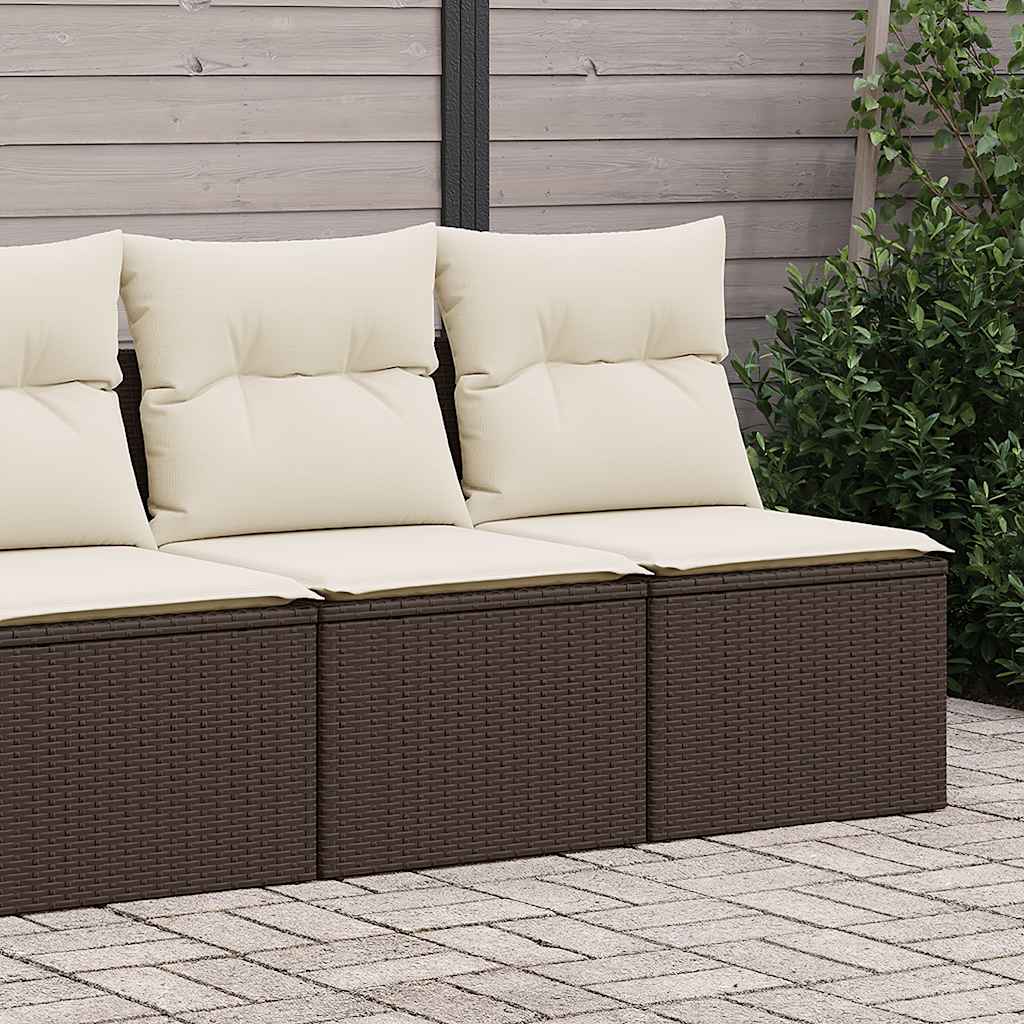 2 Pcs conj. sofás jardim c/ almofadões vime PE/acácia castanho