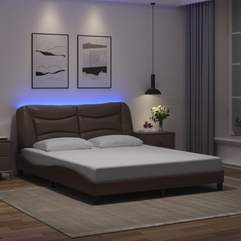 Estrutura de cama com LED sem colchão hvar 160x200cm castanho