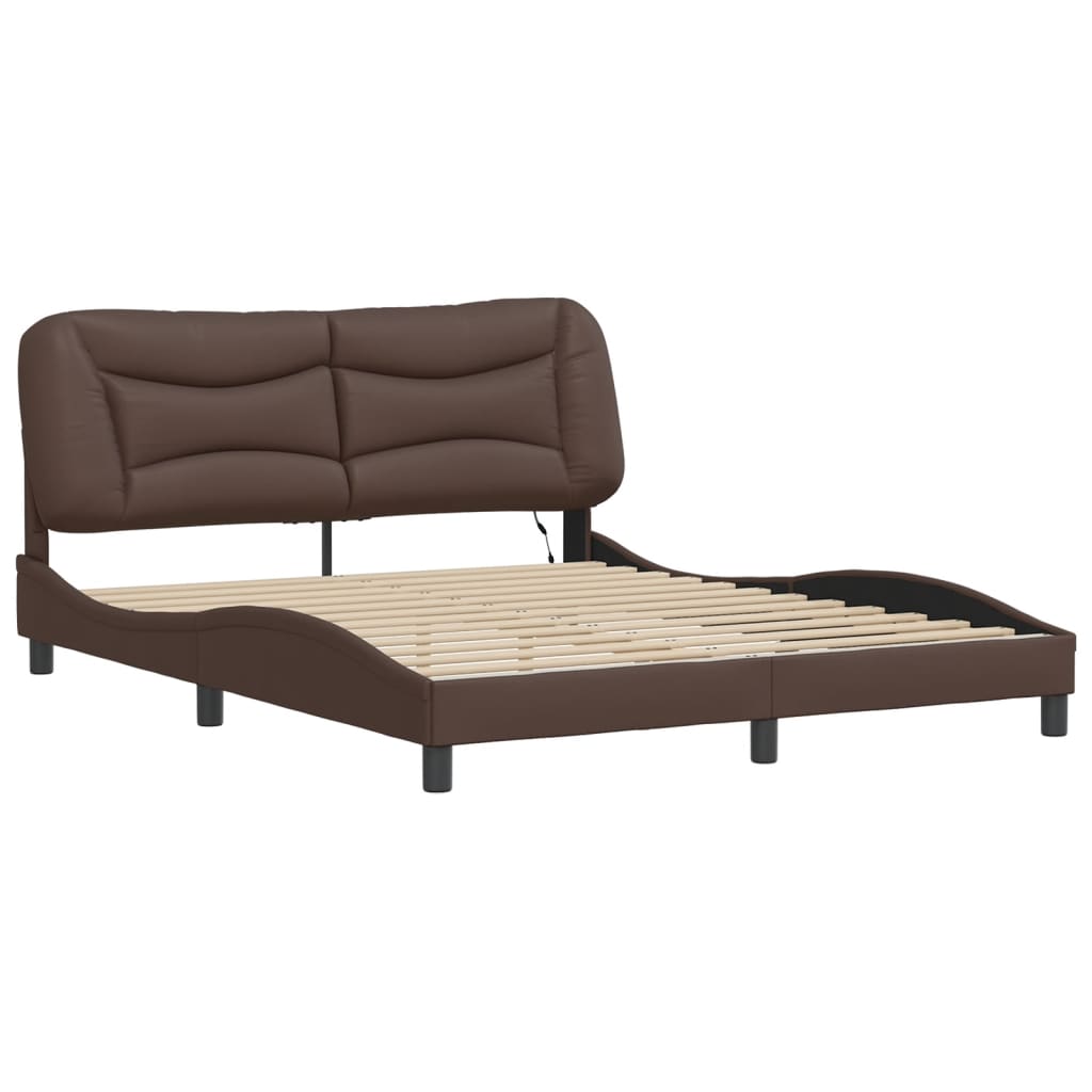 Estrutura de cama com LED sem colchão hvar 160x200cm castanho