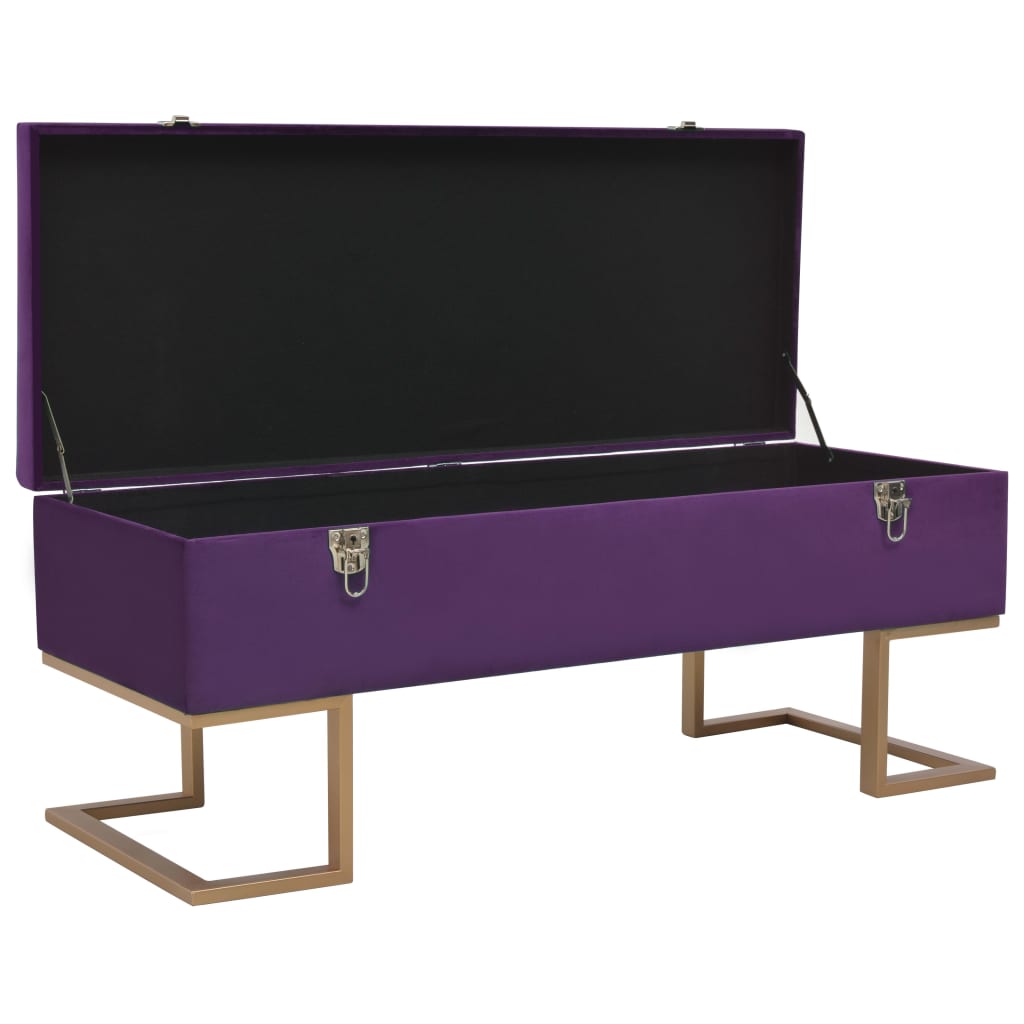 Banco com compartimento de arrumação 105 cm veludo roxo