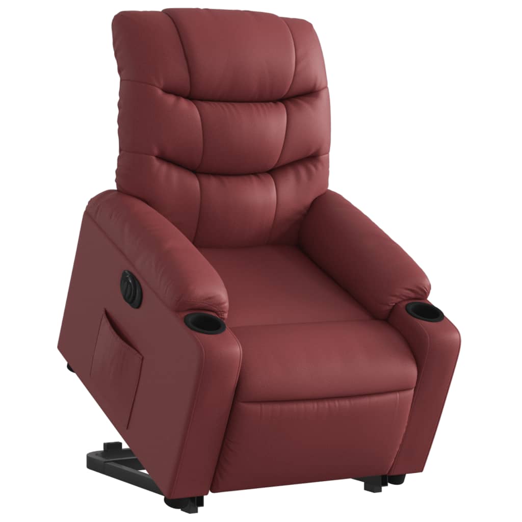 Poltrona reclin. elevatória elétrica couro artif vermelho-tinto