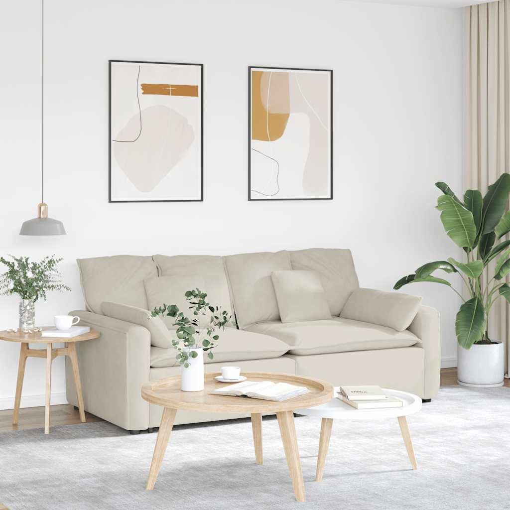 Sofá modular com almofadas creme